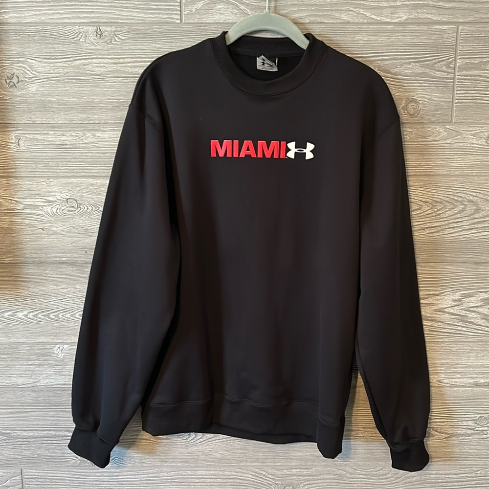 Under Armour Miami Sweatshirt Crewneck Black‎ Athletic Pullover Women's SM